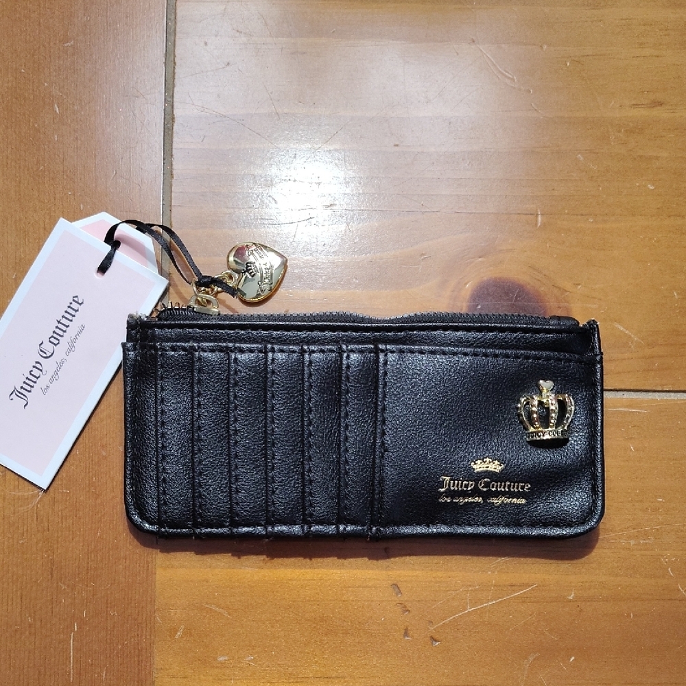 Juicy Couture Black Quilted Key Card Holder